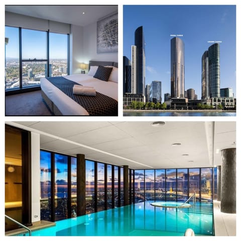 Bed, Photo of the whole room, Bedroom, City view, Pool view, Swimming pool