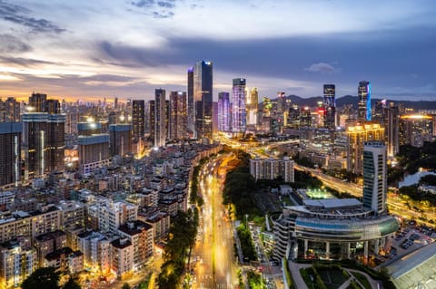 Nearby landmark, Night, Neighbourhood, Natural landscape, Bird's eye view, City view, Street view