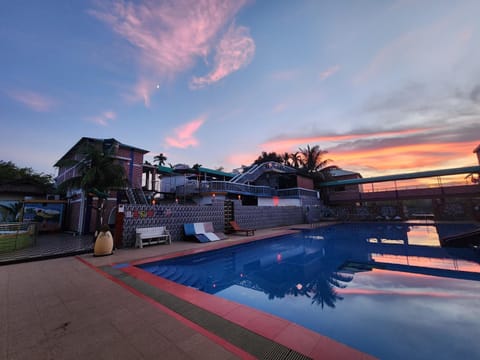 Pool view, Swimming pool, Sunset