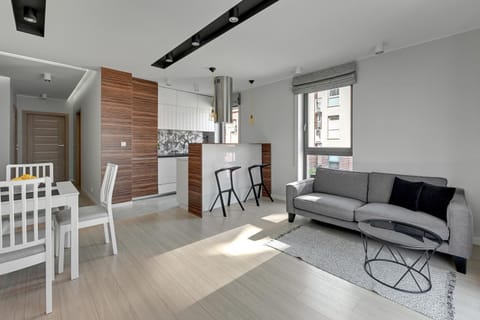 Kitchen or kitchenette, Living room, Seating area, Dining area