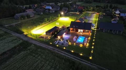 Property building, Night, Swimming pool
