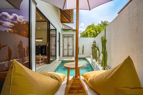 Patio, Seating area, Pool view, Swimming pool, sunbed