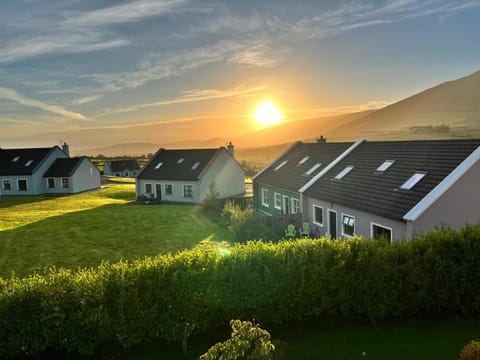 Property building, Natural landscape, Mountain view, Sunset