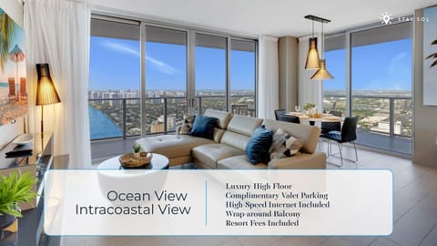 High Floor 3BR - 2BA - Resort Fees & Parking Incl Apartment in Hollywood Beach