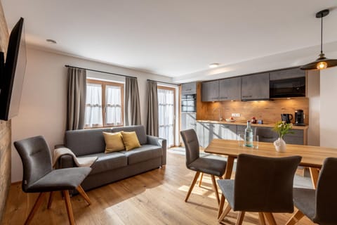 TV and multimedia, Kitchen or kitchenette, Living room, Seating area, Dining area, dishwasher, microwave, stove