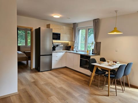 Kitchen or kitchenette, Living room, Dining area, dishwasher, oven, stove