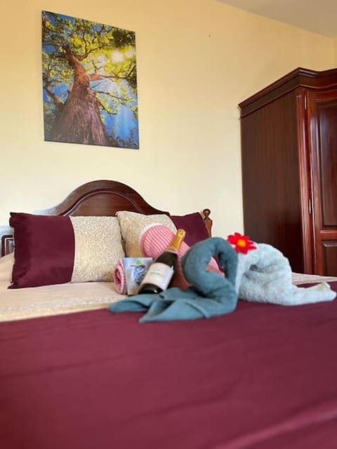Bed, Photo of the whole room, Bedroom, towels