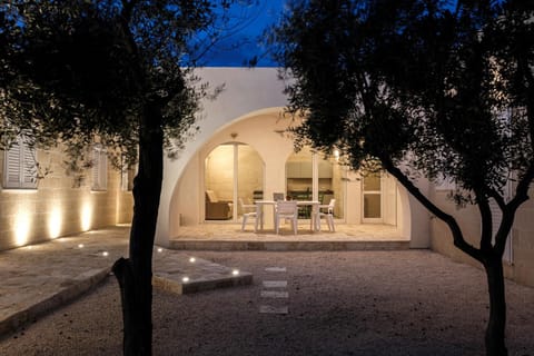 Property building, Patio, Night, Dining area