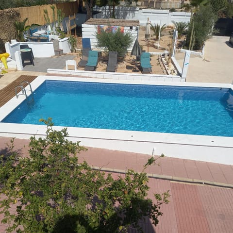 Swimming pool, sunbed