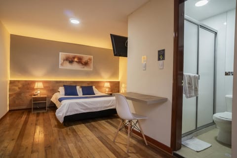 Shower, Bed, Bathroom, Bedroom