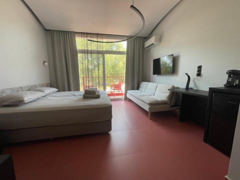 Bed, TV and multimedia, towels