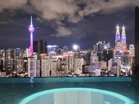 Night, City view, Pool view, Swimming pool, Swimming pool