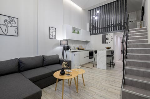 Kitchen or kitchenette, Living room, Seating area