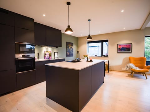 Kitchen or kitchenette, Living room, Seating area, Dining area, dishwasher, oven, stove