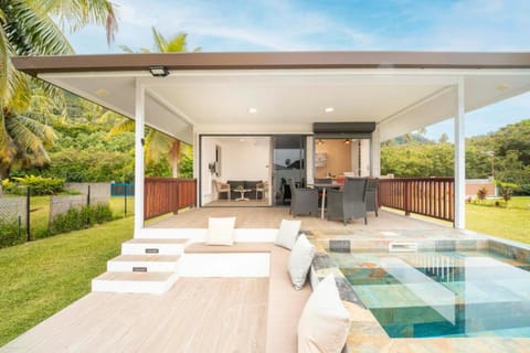 Property building, Patio, Dining area, Swimming pool