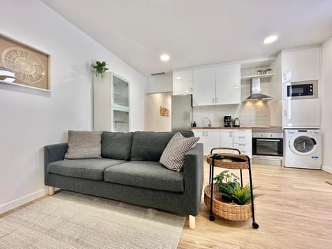 Kitchen or kitchenette, Living room, Seating area, oven, stove, washing machine