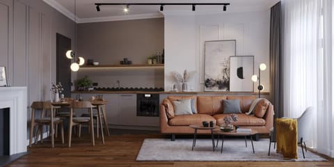 Living room, Seating area, Dining area