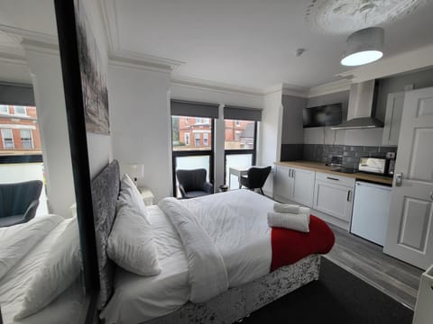 Bed, TV and multimedia, Kitchen or kitchenette, Living room, Photo of the whole room, Seating area, Bedroom, minibar, oven, pet friendly, stove