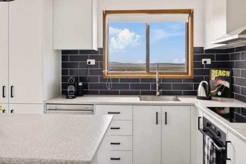 Kitchen or kitchenette, dishwasher, stove