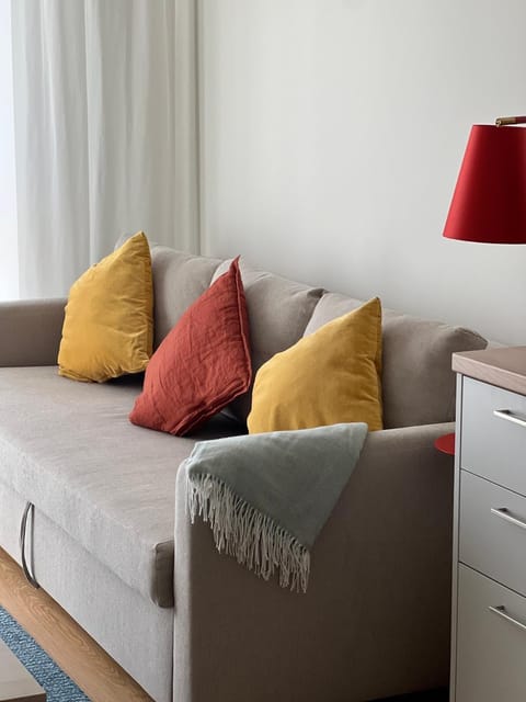 Bed, Living room, Seating area