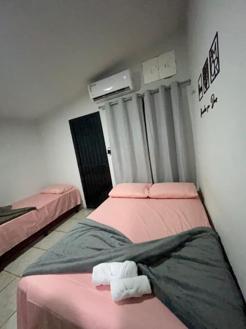 Bed, Photo of the whole room, Bedroom, towels, air conditioner