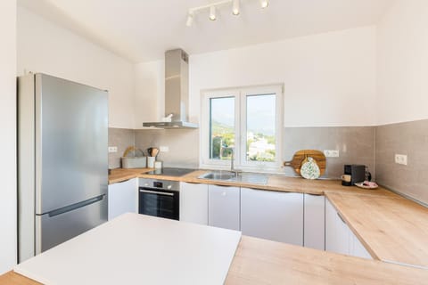 Kitchen or kitchenette, oven, stove