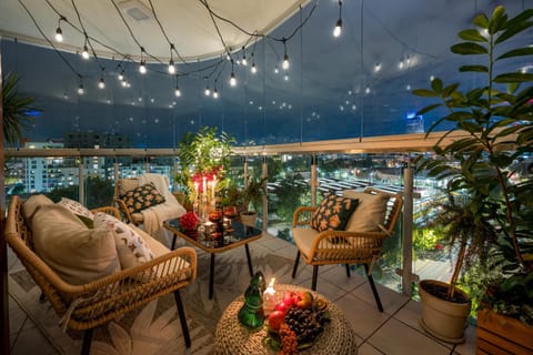 Patio, Night, View (from property/room), Balcony/Terrace, Living room, Seating area