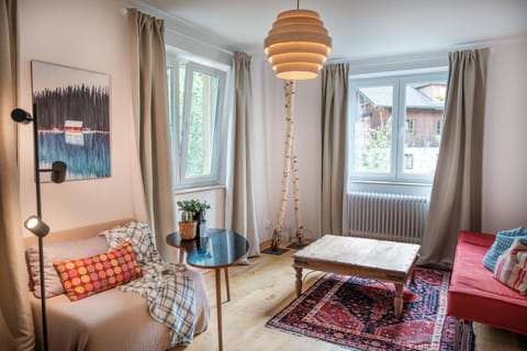 Bed, Living room, Seating area