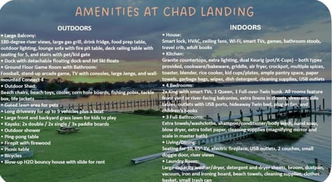 Relax,Fish,Grill,Chill! Pup,Kid Friendly Riverfront Paradise! Amenities,Gameroom Villa in Sneads Ferry