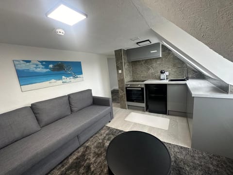 Kitchen or kitchenette, Living room, Seating area, stove