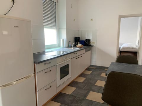 Kitchen or kitchenette, dishwasher, oven, stove