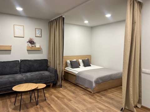 Bed, Seating area, Bedroom