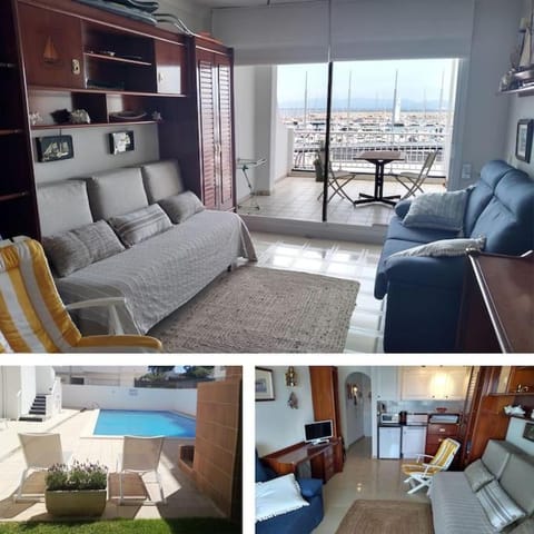Property building, Bed, TV and multimedia, Kitchen or kitchenette, Seating area, Swimming pool
