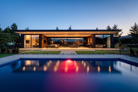 Property building, Night, Garden, Garden view, Pool view, Swimming pool