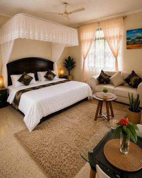 Bed, Living room, Photo of the whole room, Seating area, Bedroom, fireplace