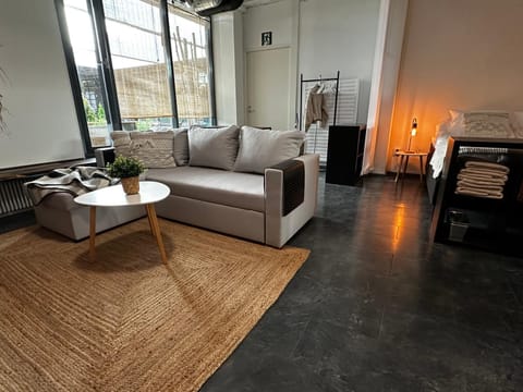 Bed, Living room, Seating area