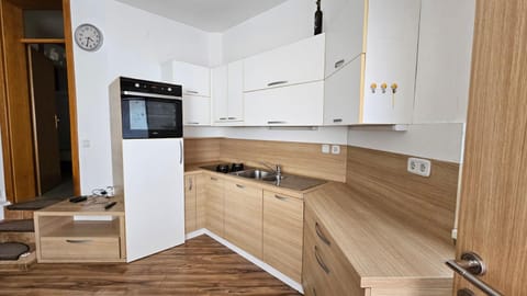 Kitchen or kitchenette, dishwasher, oven, stove