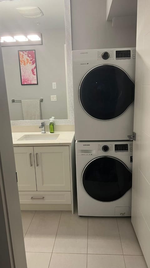 Bathroom, washing machine, dryer