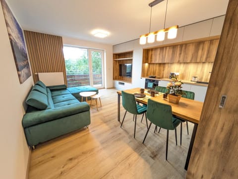 Kitchen or kitchenette, Living room, Seating area, Dining area