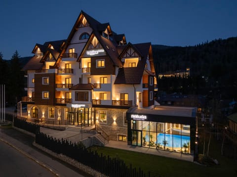 Property building, Night, Swimming pool