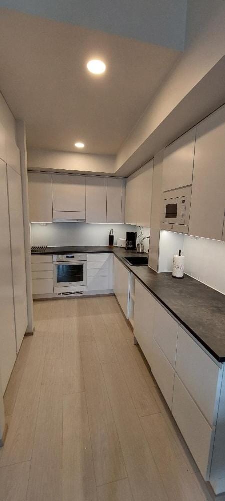 Kitchen or kitchenette, stove