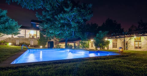 Night, Garden, Pool view, Swimming pool
