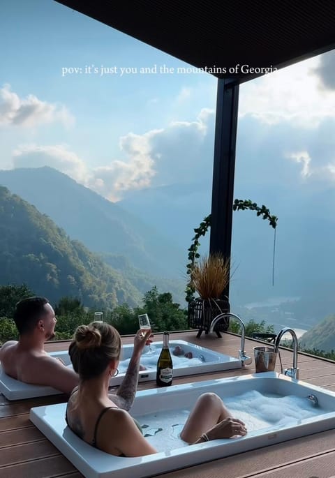 People, Natural landscape, Hot Tub, View (from property/room), Balcony/Terrace, Guests, Mountain view