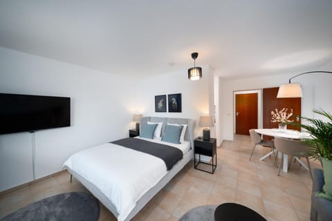 Bed, TV and multimedia, Living room, Photo of the whole room, Seating area, Bedroom