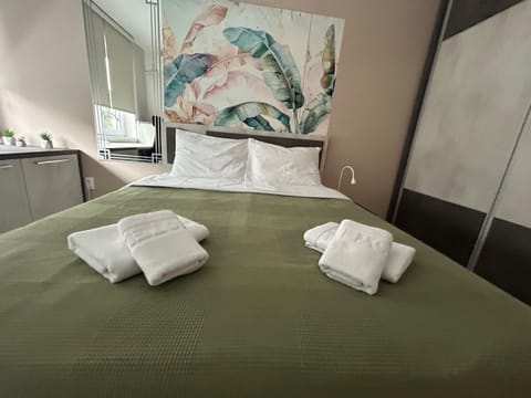 Bed, Photo of the whole room, Bedroom, towels