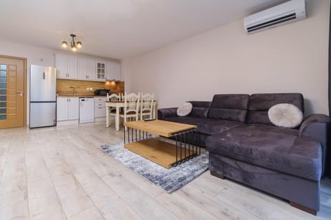 Kitchen or kitchenette, Living room, Seating area, Dining area, minibar, oven, stove, air conditioner