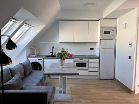 Kitchen or kitchenette, Living room, Seating area, Dining area, dishwasher, oven, stove, toaster