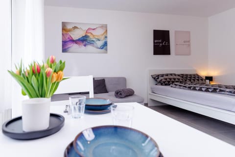 Bed, Living room, Photo of the whole room, Seating area, Bedroom