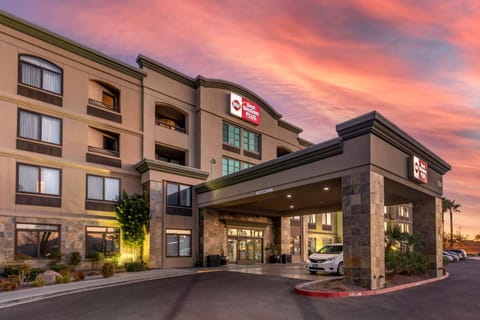 Property building, Facade/entrance, On site, Time of day, Sunset