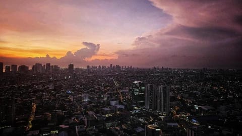 Bird's eye view, City view, Sunset